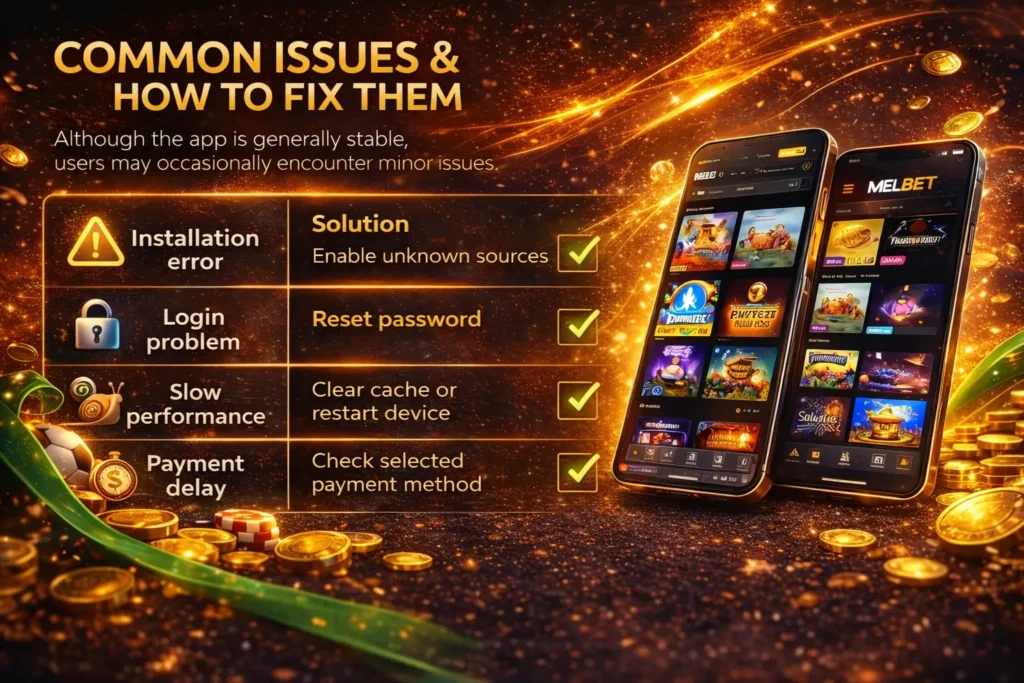 Melbet El salvador App common fixes