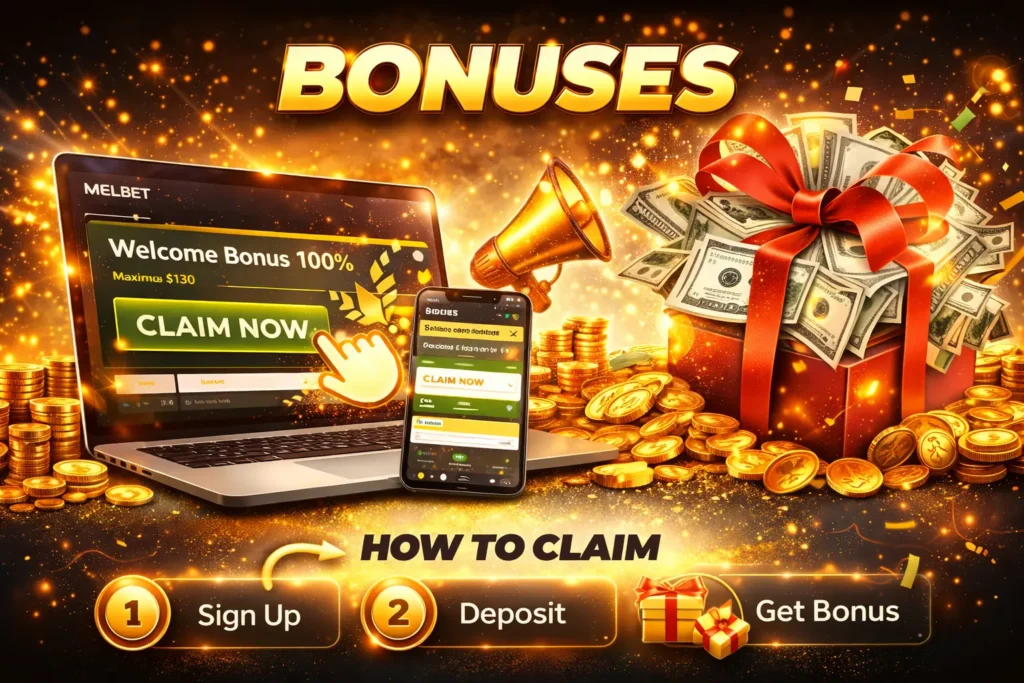Melbet casino main page bonus image